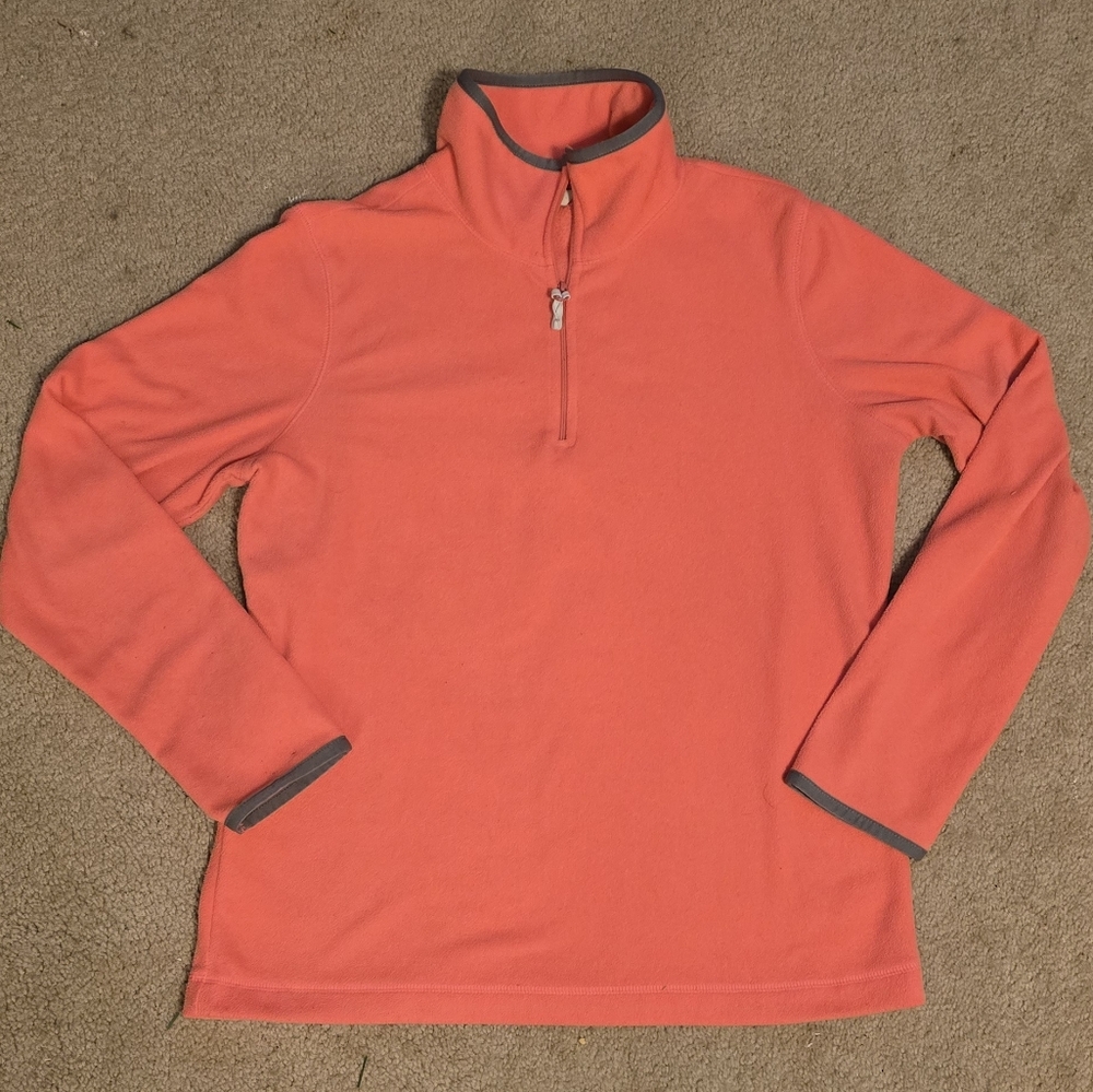 Old Navy Women's Bright Coral Fleece Quarter Zip Pullover